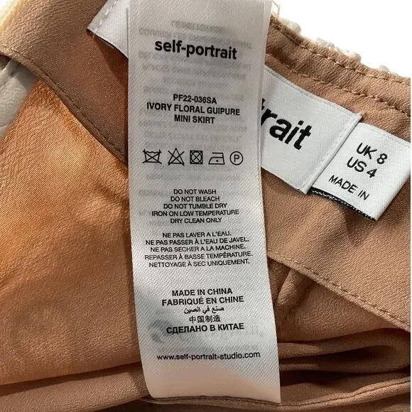 Self-Portrait Crystal-Embellished Ivory Guipure Lace Mini Skirt Size UK 8 / US 4 - Picture 5 of 6